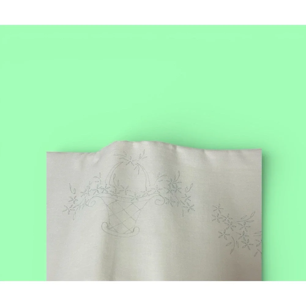 2 Standard Pillowcases Stamped Embroidery‎ Ready Basket Floral Garden Pattern